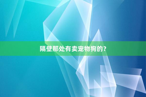 隔壁那处有卖宠物狗的？