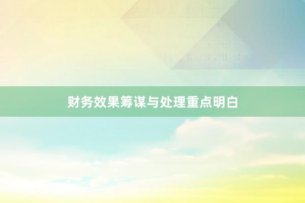 财务效果筹谋与处理重点明白